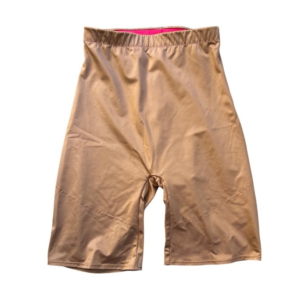 Yitty x Fabletics Headliner Shaping High Waist Shorts M Brown Sugar Liquid Shine
